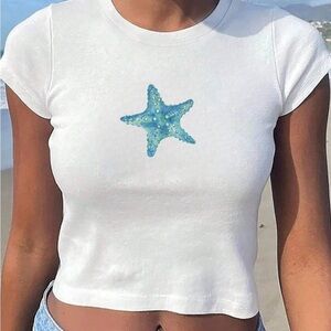 White Starfish baby tee
